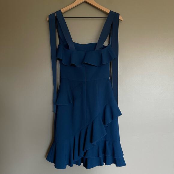 Rebecca Vallance Aegean Mini Dress Indigo Size 2 Blue Ruffles Chic Sexy Classic - Picture 11 of 16